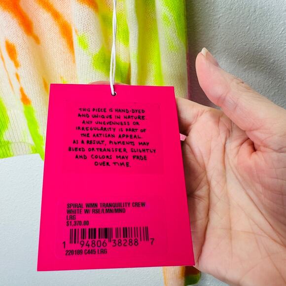 NWT The Elder Statesman Cashmere Spiral Tranquility Crew Sweater  L - Picture 6 of 16